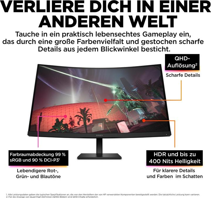 Actual product image HP Omen 32c (2560 x 1440 pixels, 31.50")