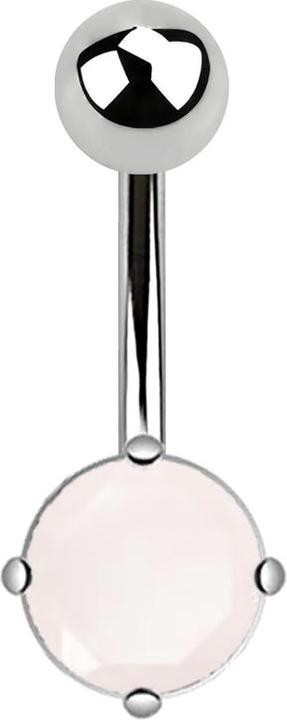 Star Piercing Banane silber mit rundem pink Jade Stein (ohne Messing, Chirurgenstahl 316L, Mineralisch)