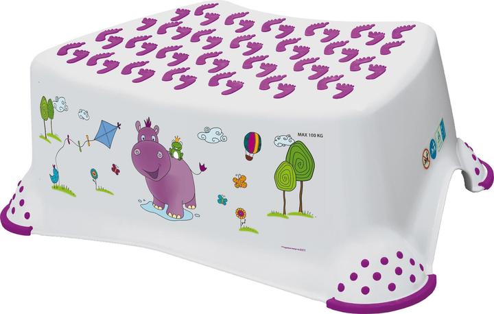 keeeper Sgabello per bambini ""tomek hippo"", bianco con stampa Portata: 100 kg, superficie e piedi gommati
