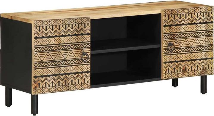Produktbild VidaXL TV Schrank Lowboard Fernsehschrank Fernsehtisch Schwarz Raues Mangoholz (105 x 33.5 x 46 cm)