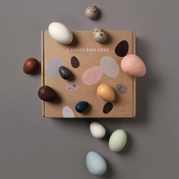 Actual product image Moon Picnic Wooden bird eggs in the box