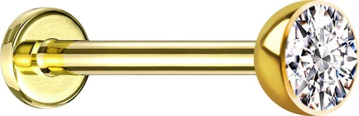 Actual product image Star Piercing Micro Threadless Labret vergoldet Halbkugel mit Kristall silber (without brass, Titanium G23)