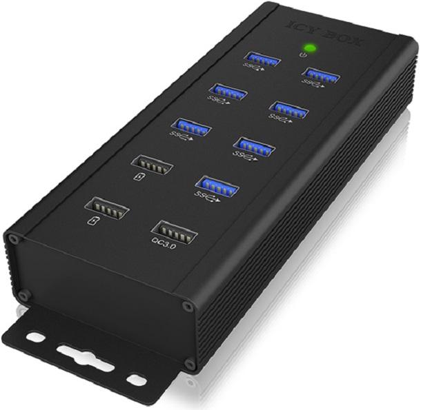 Actual product image Icy Box Splitter 7x port USB 3.0 HUB and 3 charging ports (USB-B, 10 Ports)