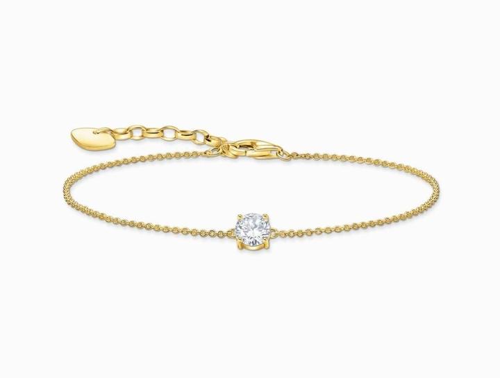 Image du produit Thomas Sabo Bracelet avec pendentif blanc en zirconium doré (19 cm, Or jaune 750 plaqué or, Argent sterling 925)