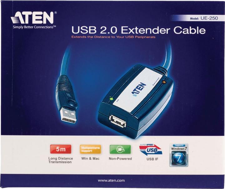 Produktbild Aten USB 2.0 Verlängerungskabel (5 m, USB 2.0, 2.50 W)