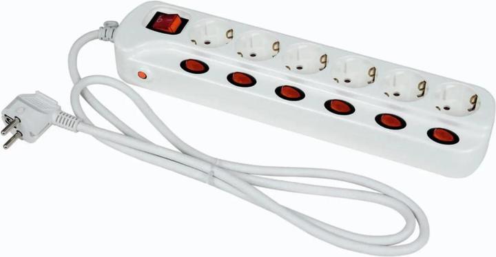 Produktbild Heitronic 45191 Steckdosenleiste mit Schalter 6fach Weiss Schutzkontakt 1 St. (6 x, CEE 7/3, 1.50 m)