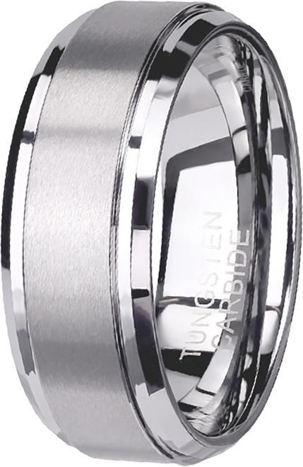 Star Piercing Ring silber mittig gebürstet (Wolfram, ohne Messing)