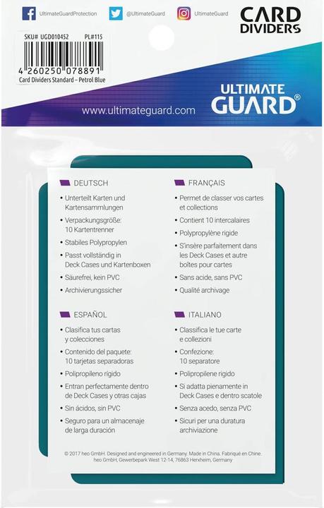 Produktbild Ultimate Guard Kartentrenner Standardgrösse Petrolblau 10