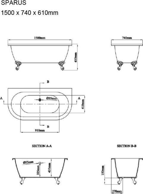 Produktbild Shower Design Sparus (154 l, 74 cm, 150 cm)