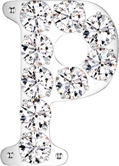 Star Piercing Threadless silber mit Kristallen silber Buchstabe P (ohne Messing, Titan G23)