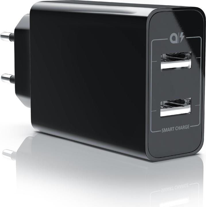 Aplic USB Ladegerät 4800 mA, 2 Port Nezteil mit Smart Charge + Solid Charge, Leistungsstarke 24W, schwarz (24 W)