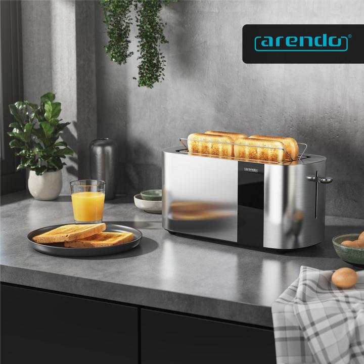 Image du produit Arendo Toaster Edelstahl 4 Scheiben Langschlitz, Touch Display, Restzeit & Bräunungsgradanzeige, 1500 W (Prise UE)