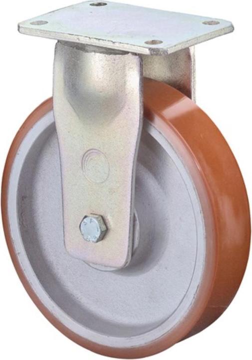 Actual product image BS Rollen Heavy duty fixed castor Wheel Ø 200 mm Load capacity 1400 kg Cast polyurethane plate L200xW160 mm