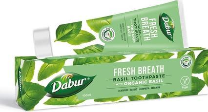 Actual product image Dabur Organic Basil Toothpaste for Fresh Breath 100ml - Natural Oral Care with Organic Basil Extract (100 ml)