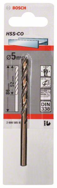 Produktbild Bosch Professional Zubehör Metallbohrer HSS-Co, DIN 338, 5 x 52 x 86 mm, 1er-Pack (5 mm)