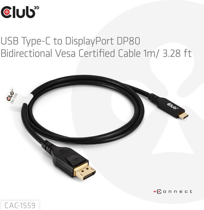 Actual product image Club 3D USB Type C - DisplayPort (1 m, USB Type C, DisplayPort)