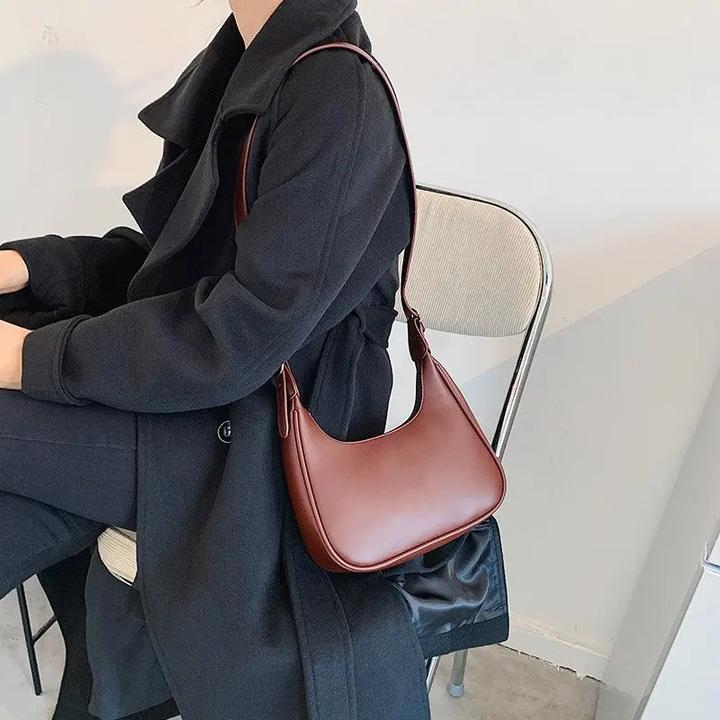 Only-Bags.Store Vintage Unterarm Umhängetaschen Einfacher Stil Tasche Geldbörse Solid Farbe PU Leder Achselhöhle