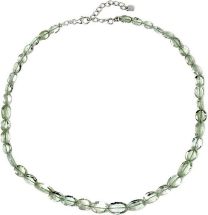 Xen grüner Ametyst - Collier oval facettiert 45 + 5 cm 925 Silber (925 Sterling Silber, 45 cm)