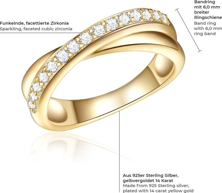 Produktbild Rafaela Donata Damen Sterling Silber Zirkonia gelbgold - 11478 (58, 925 Silber)