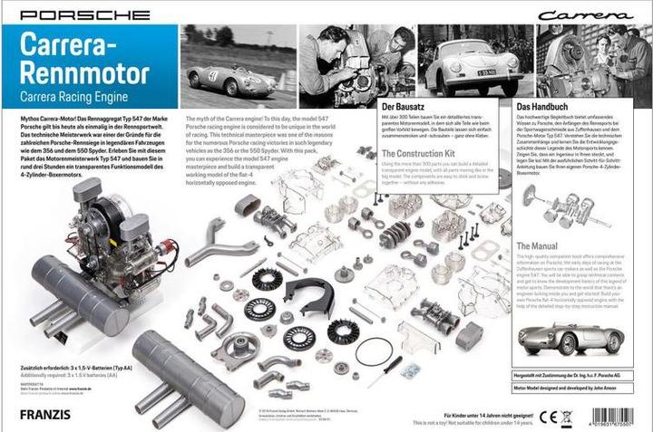 Actual product image Franzis Porsche Carrera racing engine