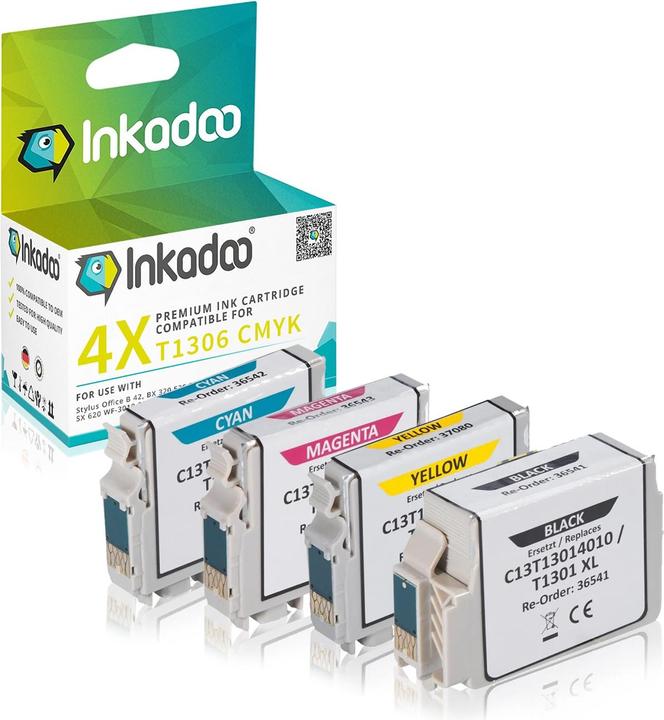 Produktbild Inkadoo Druckerpatronen multipack kompatibel zu Epson C13T13064010 / T1306 enthält 3x Tintenpatrone (Color)