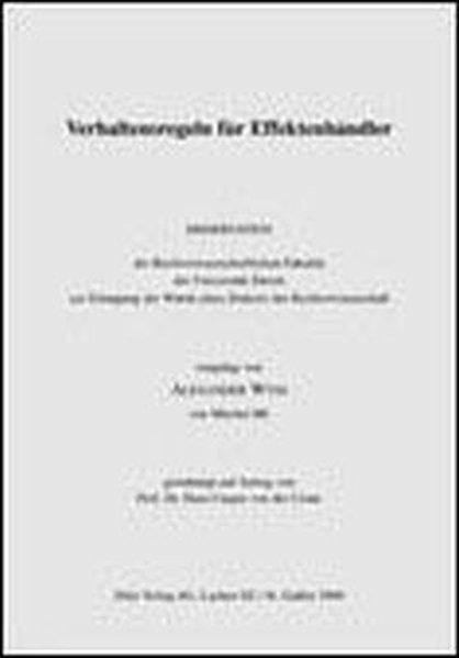 Produktbild DiKE Verhaltensregeln für Effektenhändler (Deutsch, Alexander Wyss, 2000)