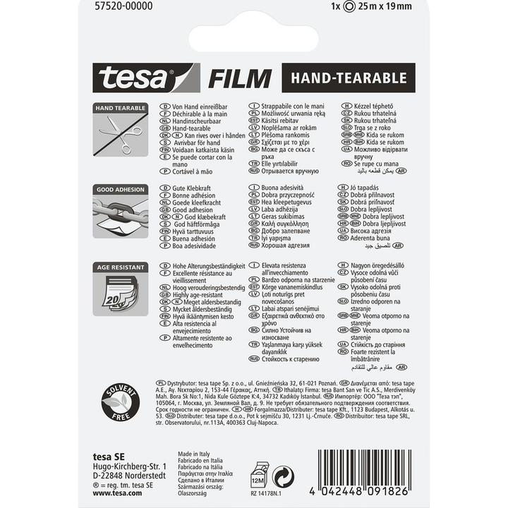 Actual product image tesa tesafilm adhesive tape can be torn by hand (19 mm)
