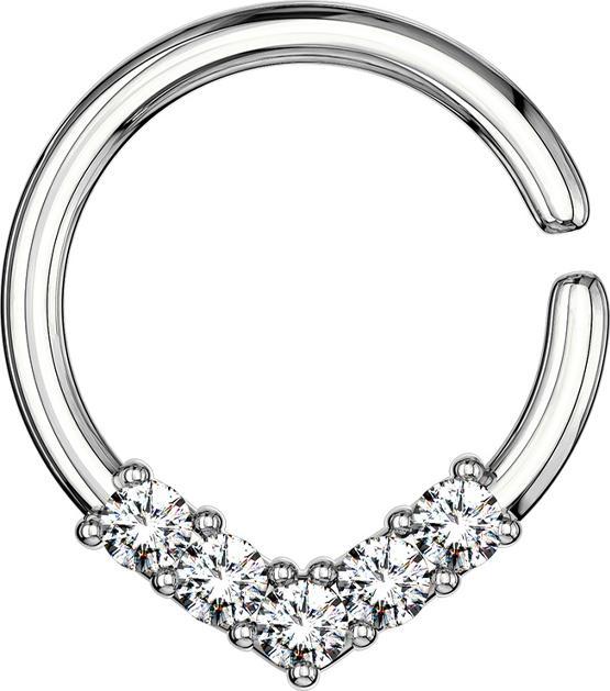 Star Piercing Micro Piercing Ring silber rund mit Kristallen (Messing)