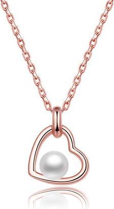 Beneto Gold plated silver necklace with river pearl AGS1230 / 47P-ROSE (L)
