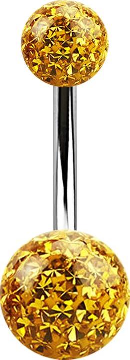 Star Piercing Banane silber mit zwei Kristall Kugeln topaz Epoxy Schutzschicht (ohne Messing, Chirurgenstahl 316L)