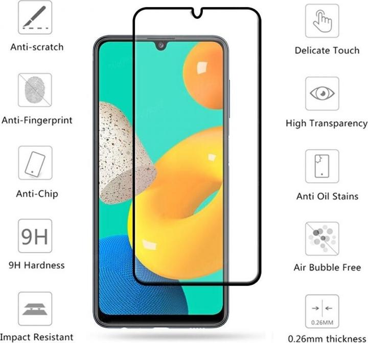 Actual product image Screenguard Samsung Galaxy M32 Full Screen Protective Glass Film 2.5D 9H (1 Piece, Samsung Galaxy M32)