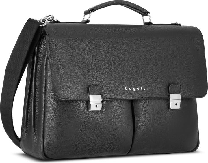Actual product image Bugatti Valencia briefcase XL leather 3 main compartments 43 cm laptop compartment (15")