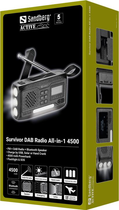 Productafbeelding Sandberg Survivor DAB radio ALLin1 4500 (DAB+, FM, Bluetooth, WiFi)