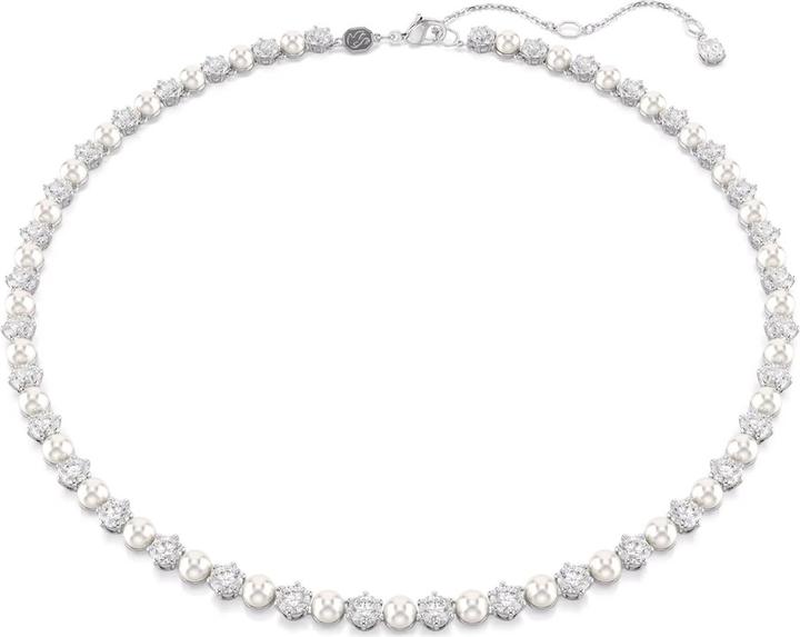 Swarovski Matrix Tennis Halskette Kristallperle Rundschliff Weiss (Swarovski Metall)