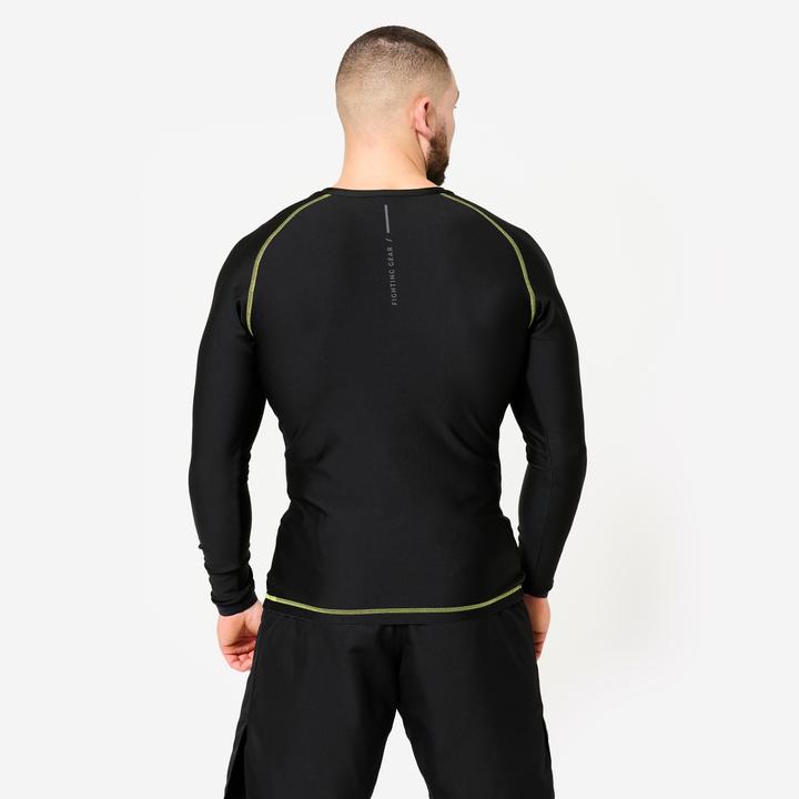 Produktbild Domyos Langarmshirt Rashguard MMA Grappling Herren - schwarz/gelb (L)