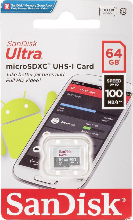 Actual product image SanDisk Ultra Lite microSDXC (64 GB, microSDXC, U1, UHS-I)