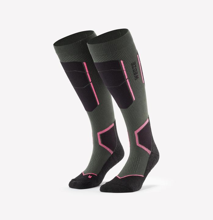Produktbild Wedze Skisocken Erwachsene - 500 khaki/rosa merino (41, 43)