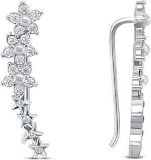 Image du produit Brilio Silver - Playful longitudinal silver earrings with zircons EA81W