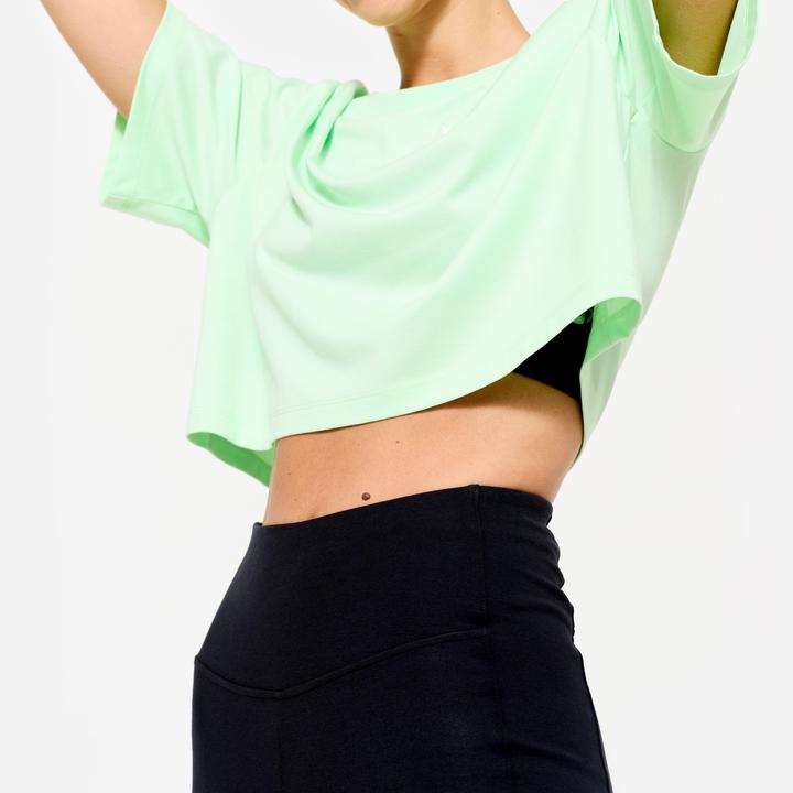 Image du produit Domyos T-shirt crop top femme, vert clair (L)