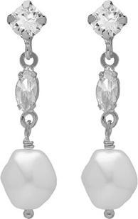 Victoria Cruz - Silver earrings with crystals and baroque pearl Purpose A4656-07HT