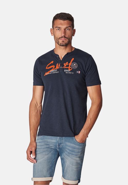 Actual product image Casa Moda T-Shirt Kurzarm-Henley-Shirt mit Print und Stickerei (XL)