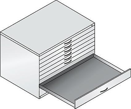Actual product image C+P Drawing cabinet, A1, 8 drawers, height 760 mm, black grey / traffic white.