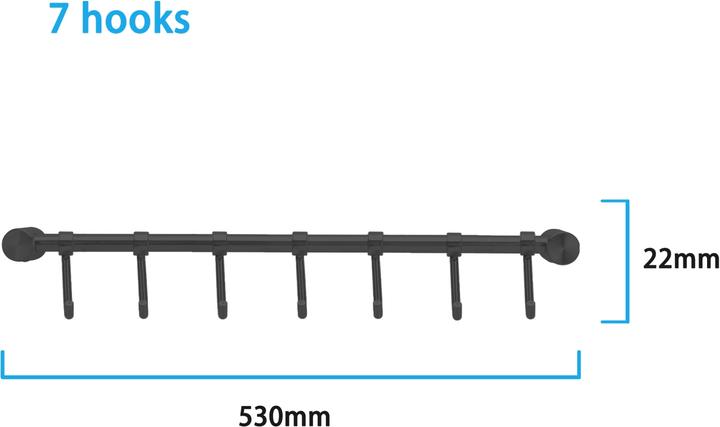 Actual product image Intirilife Stainless steel hanging rail with 7 hooks