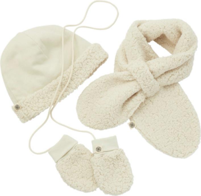 Cloby Teddy Set, Schal Mütze Fäustlinge Off White