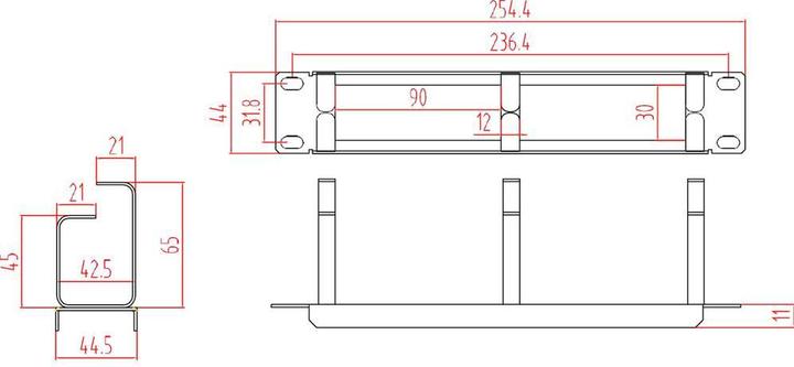 Image du produit Renkforce RF-3429154 25,40cm (10") Guide-câbles pour armoire réseau 1 UH Noir