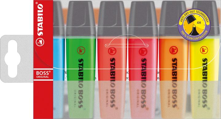 Actual product image STABILO BOSS ORIGINAL highlighter (Orange, Yellow, Green, Blue, Pink, Red, 5 mm, 6 x)