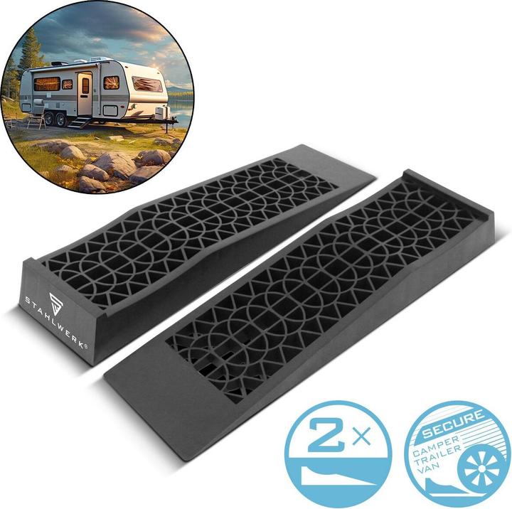 Actual product image Stahlwerk Step wedge GT-13 ST set of 2 with 3t load capacity Drive-on wedge Levelling wedge