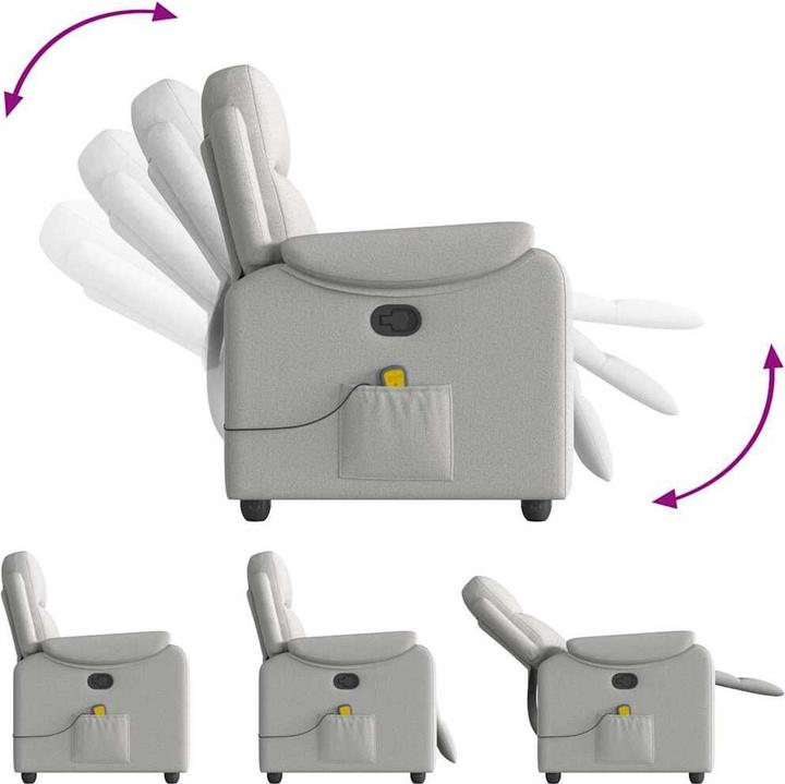 Immagine prodotto VidaXL Poltrona massaggiante in tessuto cloud grey poltrona TV massaggiante