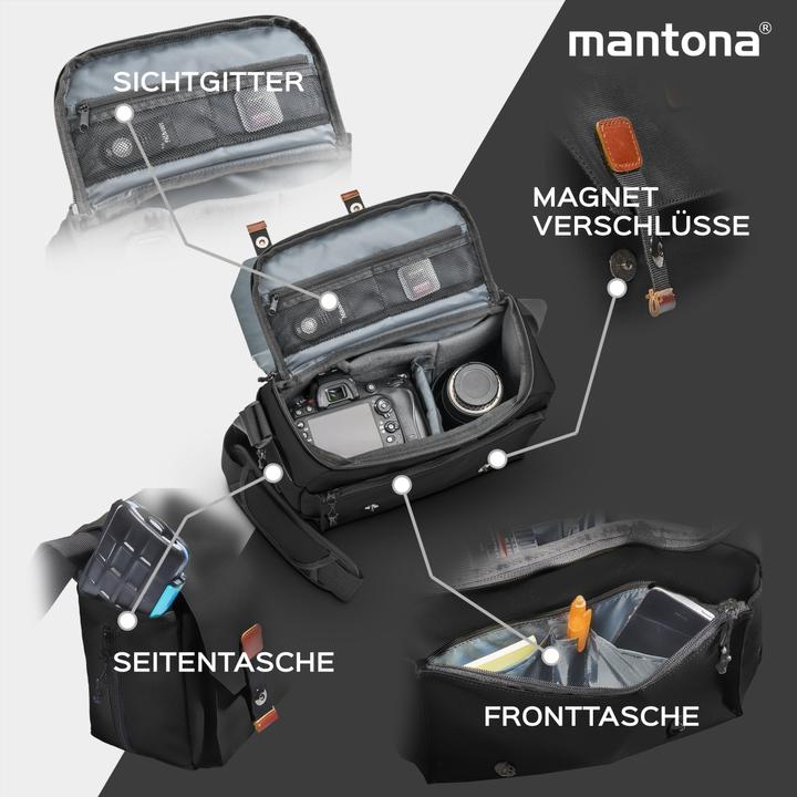 Immagine prodotto mantona Borsa fotografica Milano grande (Borsa a tracolla per fotocamera, 0.12 l)