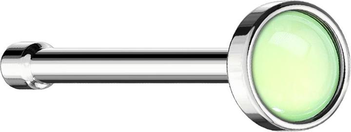 Star Piercing Nasenstecker gerade silber mit Epoxidstein grün (ohne Messing, Chirurgenstahl 316L)